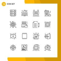 Pack of 16 creative Outlines of drink starbucks wine coffee partners Editable Vector Design Elements