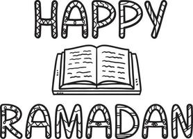 Happy Ramadan Isolated Coloring Page for Kids vector