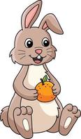 Rabbit Holding Mandarin Cartoon Colored Clipart vector