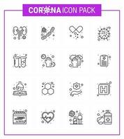 16 Line coronavirus epidemic icon pack suck as virus mers blood influenza open capsule viral coronavirus 2019nov disease Vector Design Elements