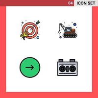 Universal Icon Symbols Group of 4 Modern Filledline Flat Colors of goal multimedia marketing transport next Editable Vector Design Elements