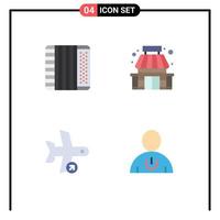 Group of 4 Flat Icons Signs and Symbols for accordion off music store take Editable Vector Design Elements