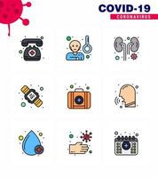 Covid19 icon set for infographic 9 Filled Line Flat Color pack such as kit washing disease twenty hands hygiene viral coronavirus 2019nov disease Vector Design Elements