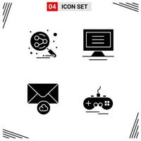 4 Icons Solid Style Grid Based Creative Glyph Symbols for Website Design Simple Solid Icon Signs Isolated on White Background 4 Icon Set Creative Black Icon vector background