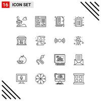 16 Universal Outlines Set for Web and Mobile Applications shop pharmacy page note healthcare Editable Vector Design Elements