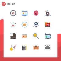 16 concepto de color plano para sitios web móviles y aplicaciones desarrollo de pensamiento de dirección ácida codificación paquete editable de elementos de diseño de vectores creativos