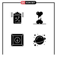 Set of 4 Solid Style Icons for web and mobile Glyph Symbols for print Solid Icon Signs Isolated on White Background 4 Icon Set Creative Black Icon vector background