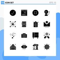 Set of 16 Modern UI Icons Symbols Signs for storming file beliefs process school Editable Vector Design Elements