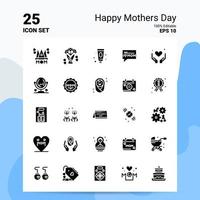 25 conjunto de iconos de feliz día de la madre 100 archivos editables eps 10 ideas de concepto de logotipo de empresa diseño de icono de glifo sólido vector