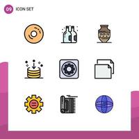 9 Universal Filledline Flat Color Signs Symbols of gear import amphora download direction Editable Vector Design Elements