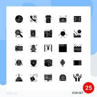 Modern Set of 25 Solid Glyphs and symbols such as football first hours emergency thanksgiving Editable Vector Design Elements