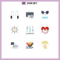 Group of 9 Modern Flat Colors Set for drop selection drug focus choice Editable Vector Design Elements