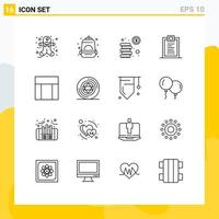 16 Universal Outline Signs Symbols of webpage development coins design confirmation Editable Vector Design Elements