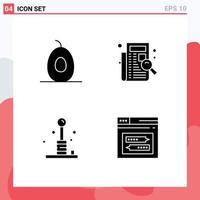 4 Creative Icons Modern Signs and Symbols of avocado fun check listing play Editable Vector Design Elements