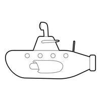 icono submarino, estilo de esquema vector