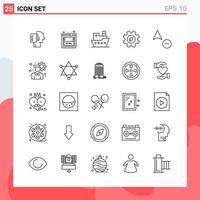 colección de 25 iconos vectoriales en estilo de línea símbolos de esquema modernos para web y signo de icono de línea móvil aislado en fondo blanco 25 iconos fondo de vector de icono negro creativo