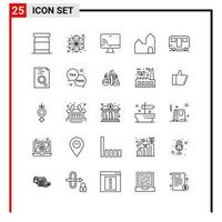 25 General Icons for website design print and mobile apps 25 Outline Symbols Signs Isolated on White Background 25 Icon Pack Creative Black Icon vector background