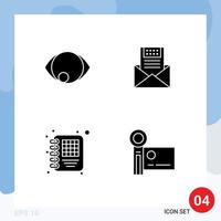 Pictogram Set of 4 Simple Solid Glyphs of eye letter vision e message Editable Vector Design Elements