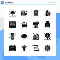 Modern 16 solid style icons Glyph Symbols for general use Creative Solid Icon Sign Isolated on White Background 16 Icons Pack Creative Black Icon vector background