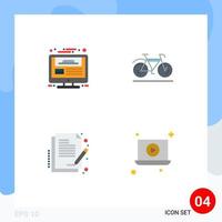 4 User Interface Flat Icon Pack of modern Signs and Symbols of monitor contract website design movement sign Editable Vector Design Elements