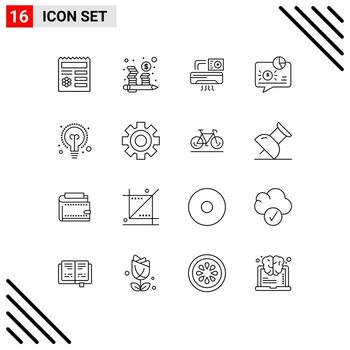 16 Thematic Vector Outlines and Editable Symbols of bulb message air graph banking Editable Vector Design Elements