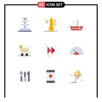Set of 9 Modern UI Icons Symbols Signs for right arrow ship cart retail Editable Vector Design Elements