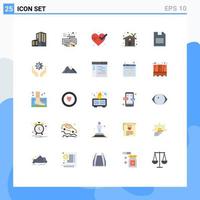 Pictogram Set of 25 Simple Flat Colors of data memory card heart card ecology house Editable Vector Design Elements