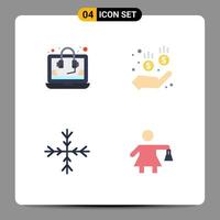 Universal Icon Symbols Group of 4 Modern Flat Icons of consulting nature support money shopping Editable Vector Design Elements