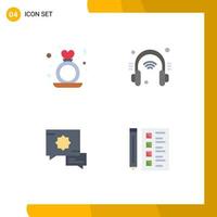 4 Thematic Vector Flat Icons and Editable Symbols of day islamic ring helpdesk speech Editable Vector Design Elements