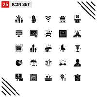 Pictogram Set of 25 Simple Solid Glyphs of security criminal servics arrested easter Editable Vector Design Elements