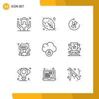 Set of 9 Vector Outlines on Grid for data team repeat meeting chat Editable Vector Design Elements