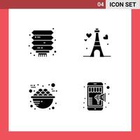 Solid Glyph Pack of 4 Universal Symbols of china food new year heart breakfast Editable Vector Design Elements