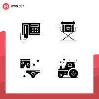 4 iconos creativos, signos y símbolos modernos de teléfonos, shats, hardware, películas, noche, elementos de diseño vectorial editables vector