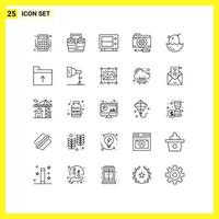 Set of 25 Vector Lines on Grid for chicken setting toolkit options configuration Editable Vector Design Elements