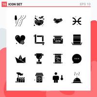 Collection of 16 Vector Icons in solid style Modern Glyph Symbols for Web and Mobile Solid Icon Sign Isolated on White Background 16 Icons Creative Black Icon vector background