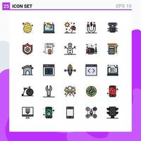 paquete de 25 modernos signos y símbolos de colores planos de línea rellena para medios de impresión web, como interfaz instantánea, diseño de playa, elementos de diseño de vectores editables para viajes