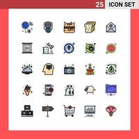 Group of 25 Filled line Flat Colors Signs and Symbols for communication add fast food add food Editable Vector Design Elements