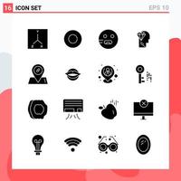 colección de 16 iconos vectoriales en estilo sólido símbolos de glifos modernos para web y móvil signo de icono sólido aislado en fondo blanco 16 iconos fondo de vector de icono negro creativo