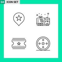 Pack of 4 Line Style Icon Set Outline Symbols for print Creative Signs Isolated on White Background 4 Icon Set Creative Black Icon vector background