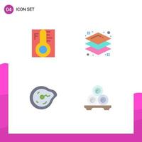 Modern Set of 4 Flat Icons Pictograph of cloud future sun layer paradox Editable Vector Design Elements