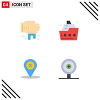 4 Universal Flat Icons Set for Web and Mobile Applications hand navigation cruise ship delete Editable Vector Design Elements