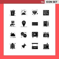 Modern Set of 16 Solid Glyphs and symbols such as layout design business browser pastel Editable Vector Design Elements