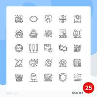 conjunto de 25 iconos modernos de la interfaz de usuario signos de símbolos para la herramienta de limpieza de llaves de mujer muerta elementos de diseño vectorial editables vector