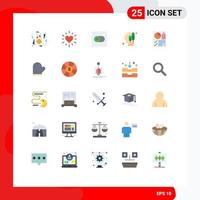 Pictogram Set of 25 Simple Flat Colors of report document toggle data logical Editable Vector Design Elements