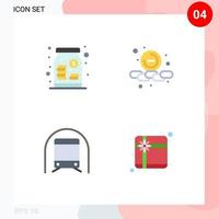 Pictogram Set of 4 Simple Flat Icons of capital subway money smaller transportation Editable Vector Design Elements