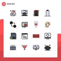 Universal Icon Symbols Group of 16 Modern Flat Color Filled Lines of digital change fire account empty Editable Creative Vector Design Elements