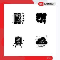 Editable Vector Line Pack of 4 Simple Solid Glyphs of digital easel share environment hobby Editable Vector Design Elements
