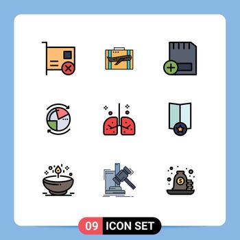 9 Thematic Vector Filledline Flat Colors and Editable Symbols of data devices case computers add Editable Vector Design Elements