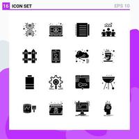 Universal Icon Symbols Group of 16 Modern Solid Glyphs of success team user user paper Editable Vector Design Elements