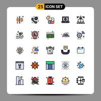 25 iconos creativos, signos y símbolos modernos del equipo, juego de Internet, globo, computadora portátil, elementos de diseño vectorial editables vector